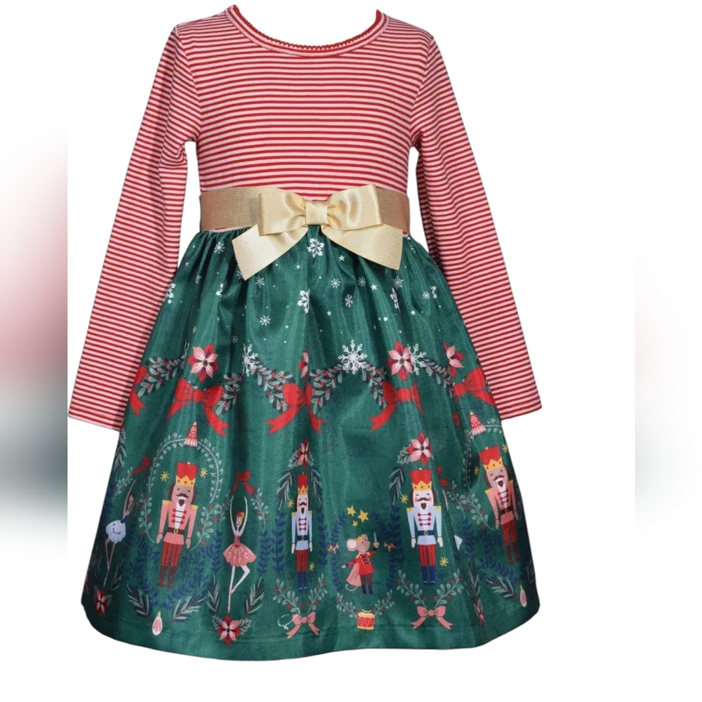 NEW....Iris & Ivy Kids' Nutcracker Stripe Long Sleeve Party Dress....18 Months - Picture 2 of 10